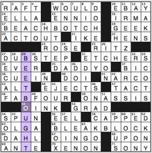 Jonesin' crossword solution, 8 19 14 "Bebop"