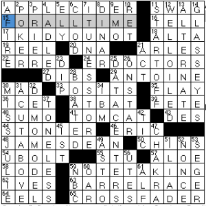 Newsday crossword solution, 8 23 14 "Saturday Stumper," Frank Longo