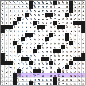 NY Times crossword solution, 8 31 14 "Heard at the Movies"
