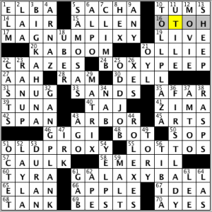 CrosSynergy/Washington Post crossword solution, 08.25.14: "Male Bonding"