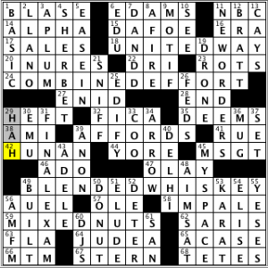 CrosSynergy/Washington Post crossword solution: 08.04.14: "Joined Together"