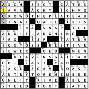 CrosSynergy/Washington Post crossword solution, 09.27.14: "Go for the Gold!"