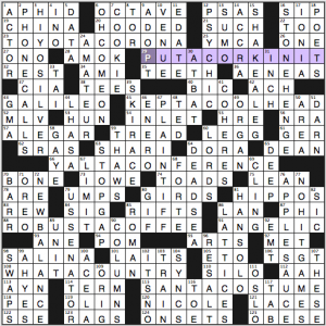 LA Times Sunday crossword solution, 9 21 14 "Taco Filling"