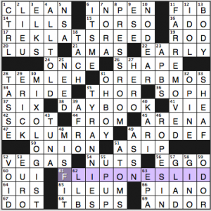 NY Times crossword solution, 9 4 14, no. 0904