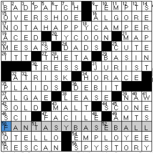 Newsday crossword solution, 9 27 14 "Saturday Stumper"