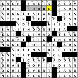 CrosSynergy/Washington Post crossword solution, 09.25.14: "Seeing Eye to Eye"