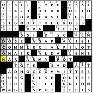 CrosSynergy/Washington Post crossword solution, 09.18.14: "It Pays to Publicize"