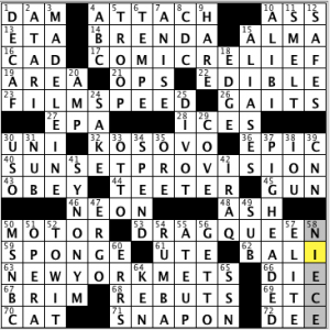 CrosSynergy/Washington Post crossword solution, 10.24.14: "Strip Tease"