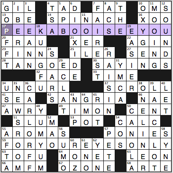 NY Times crossword solution, 10 22 14, no. 1022