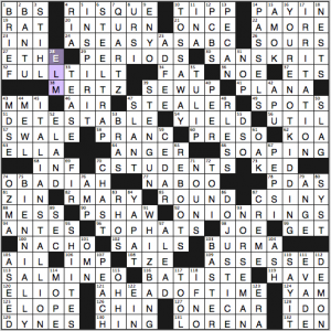 NY Times crossword solution, 10 5 14 "Timber!"