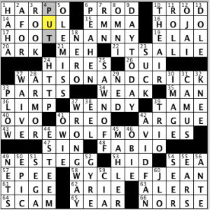 CrosSynergy/Washington Post crossword solution, 10.01.14: "Questionable Beginnings"