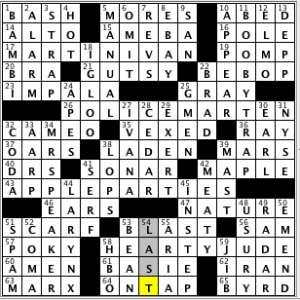 CrosSynergy/Washington Post crossword solution, 11.08.14: "Art Exhibit"
