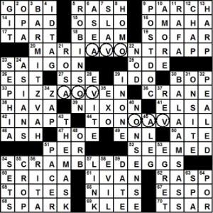 LA Times crossword solution, 11/5/2014