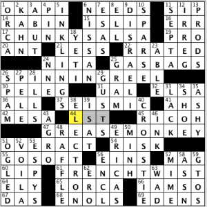 CrosSynergy/Washington Post crossword solution, 11.17.14: "Dancin'"