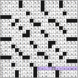 Merl Reagle syndicated Sunday crossword solution, 12 15 14 "It's Always Christmas in L.A."