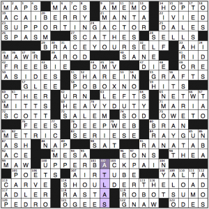 NY Times crossword solution, 12 7 14, "Holdup Man"
