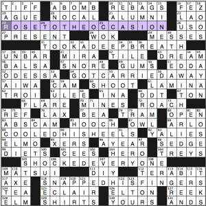 Sunday LA Times crossword solution, 12 14 14 "Eureka Moments"