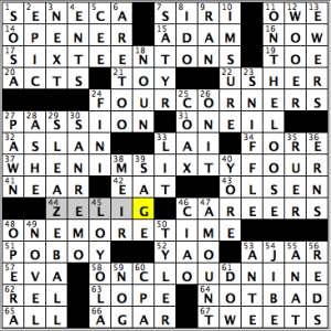 CrosSynergy/Washington Post crossword, 12.19.14: "Perfect Squares"