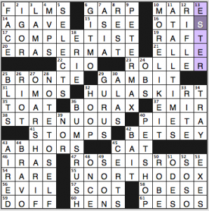 Newsday crossword solution, 1 17 15 "Saturday Stumper"