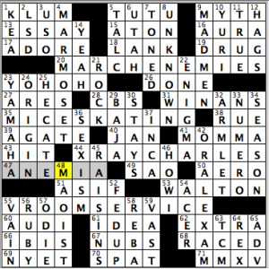 CrosSynergy/Washington Post crossword solution, 01.01.15: "Roman Holiday"