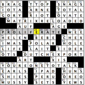 CrosSynergy/Washington Post crossword solution, 01.02.15: "Cereal Containers"