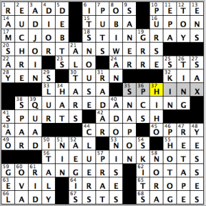 CrosSynergy/Washington Post crossword, 01.22.15: "Rainbow Connection"
