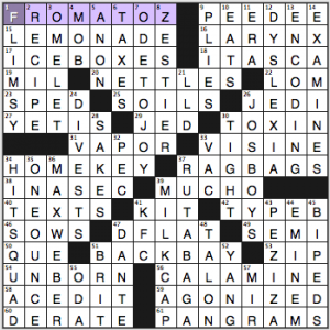 NY Times crossword solution, 3 7 15, no. 0307