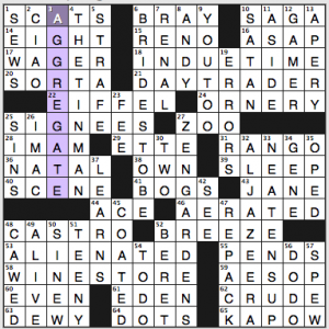 Newsday crossword solution, 3 21 15 "Saturday Stumper"