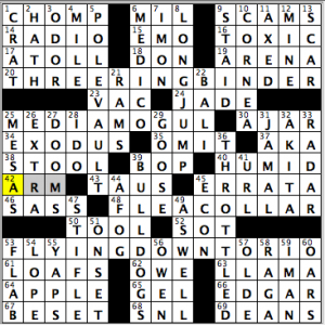 CrosSynergy/Washington Post crossword solution, 03.18.15: "Circus Debuts"