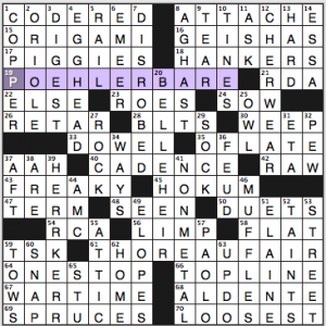 NY Times crossword solution, 4 30 15, no 0430
