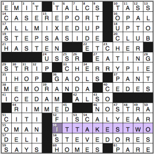 Newsday crossword solution, 4 11 15 "Saturday Stumper"