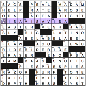 NY Times crossword solution, 5 20 15, no 0520