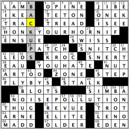 CrosSynergy/Washington Post crossword solution, 06.29.15: "Make Yourself Heard"