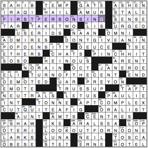 NY Times crossword solution, 7 19 15 "The Short Form"