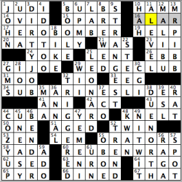 CrosSynergy/Washington Post crossword solution, 07.20.15: "Double-decker Sandwiches"