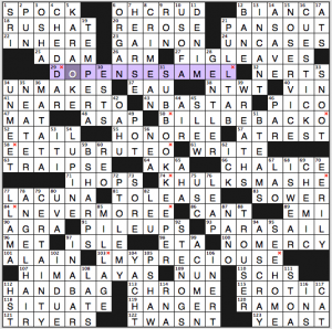 NY Times crossword solution, 9 27 15 "Mark My Words"