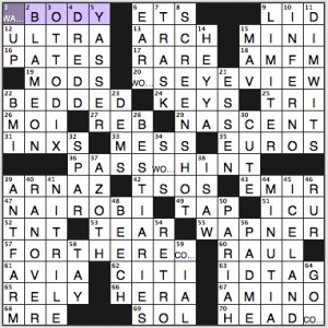 NY Times crossword solution, 10 1 15, no 1001