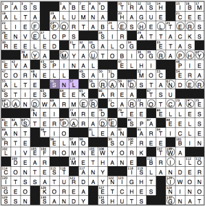 NY Times crossword solution, 10 11 15, "For Variety's Sake"