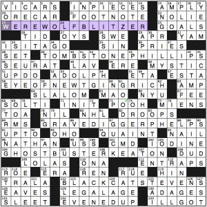 NY Times crossword solution, 10 25 15 "Halloween Costumes"