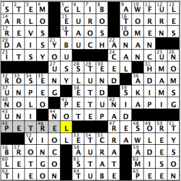 CrosSynergy/Washington Post crossword solution, 11.03.15: "Flower Girls"