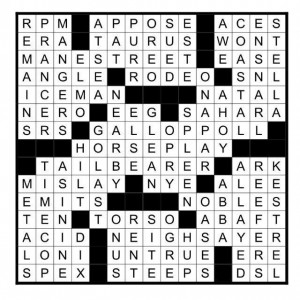 Washington Post crossword solution, 11 26 15, "Hoofing It"