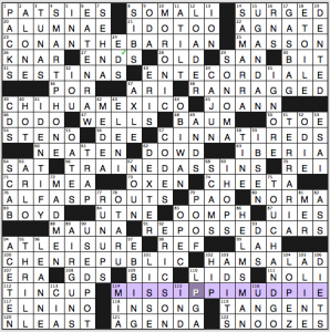 NY Times crossword solution, 11 8 15 "Three-Peat"