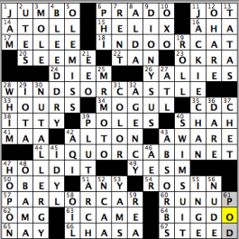 CrosSynergy/Washington Post crossword solution, 11.28.15: "Black-and-White Cruisers"