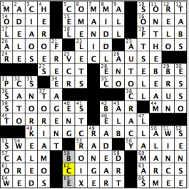 CrosSynergy/Washington Post crossword solution, 12.25.15: "Ho Ho Homophones"