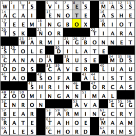 CrosSynergy/Washington Post crossword solution, 12.29.15: "Ming Collection"
