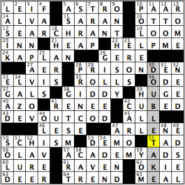 CrosSynergy/Washington Post crossword solution, 01.22.15: "Peace, Man"