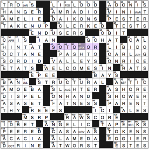 NY Times crossword solution, 1 3 16, "Record of the Year"