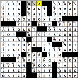 CrosSynergy/Washington Post crossword solution, 02.04.15: "Gym Dandies"
