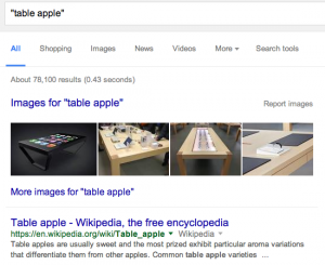 Google search results for "TABLE APPLE"