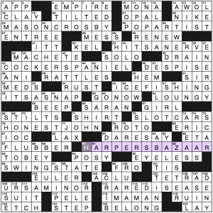 Washington Post crossword solution, 2 7 16, "Super Bowl Shuffle"